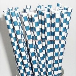 Καλαμάκια Χάρτινα Σκάκι Μπλε