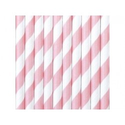 Καλαμάκια Χάρτινα Ροζ Ριγέ